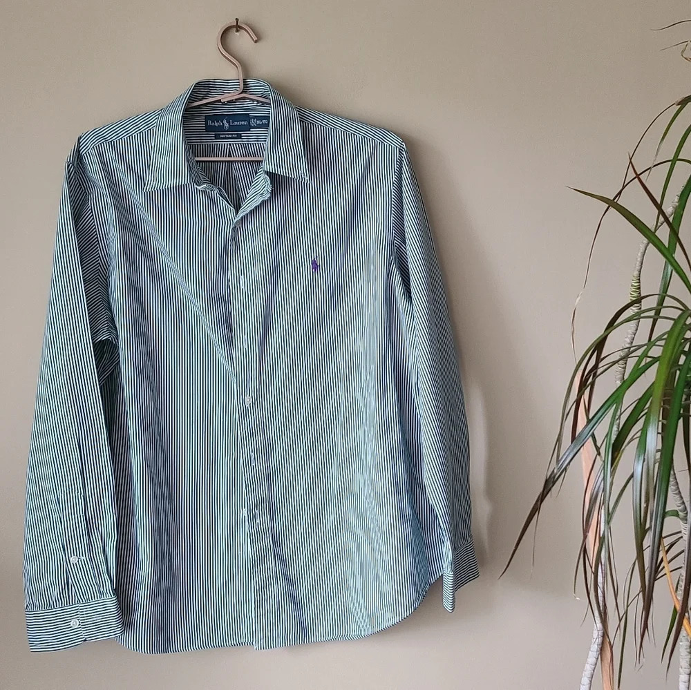 Ralph Lauren Men's shirts sz.XL striped green/white pony logo (k3)